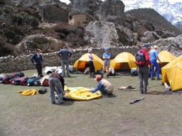 Camp Is Set Up At The End Of The Days' Trekking